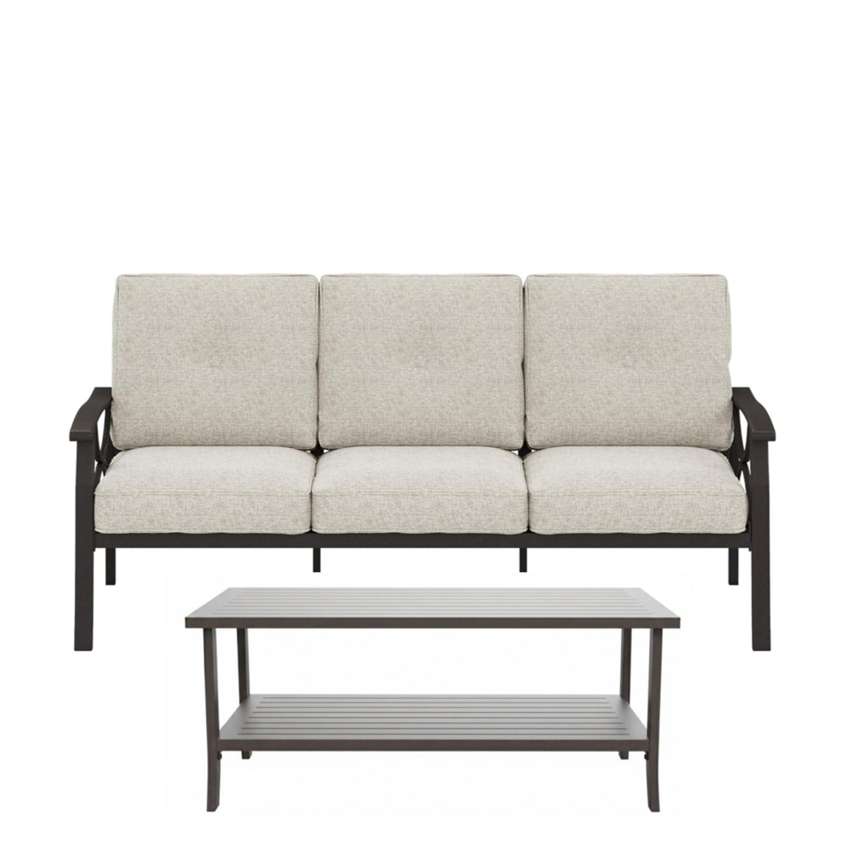 5-Piece Metal Patio Furniture Set, 7-Seat All-Weather Conversation Sofa