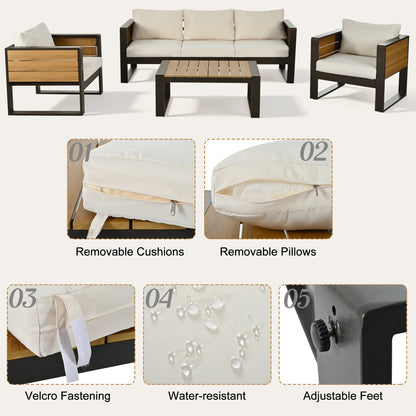 Aluminum Frame Large 4-Piece Outdoor Patio Furniture Set