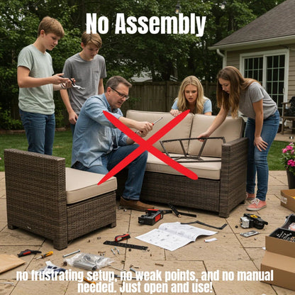 Modern Patio Rattan Sectional Set With Cushions