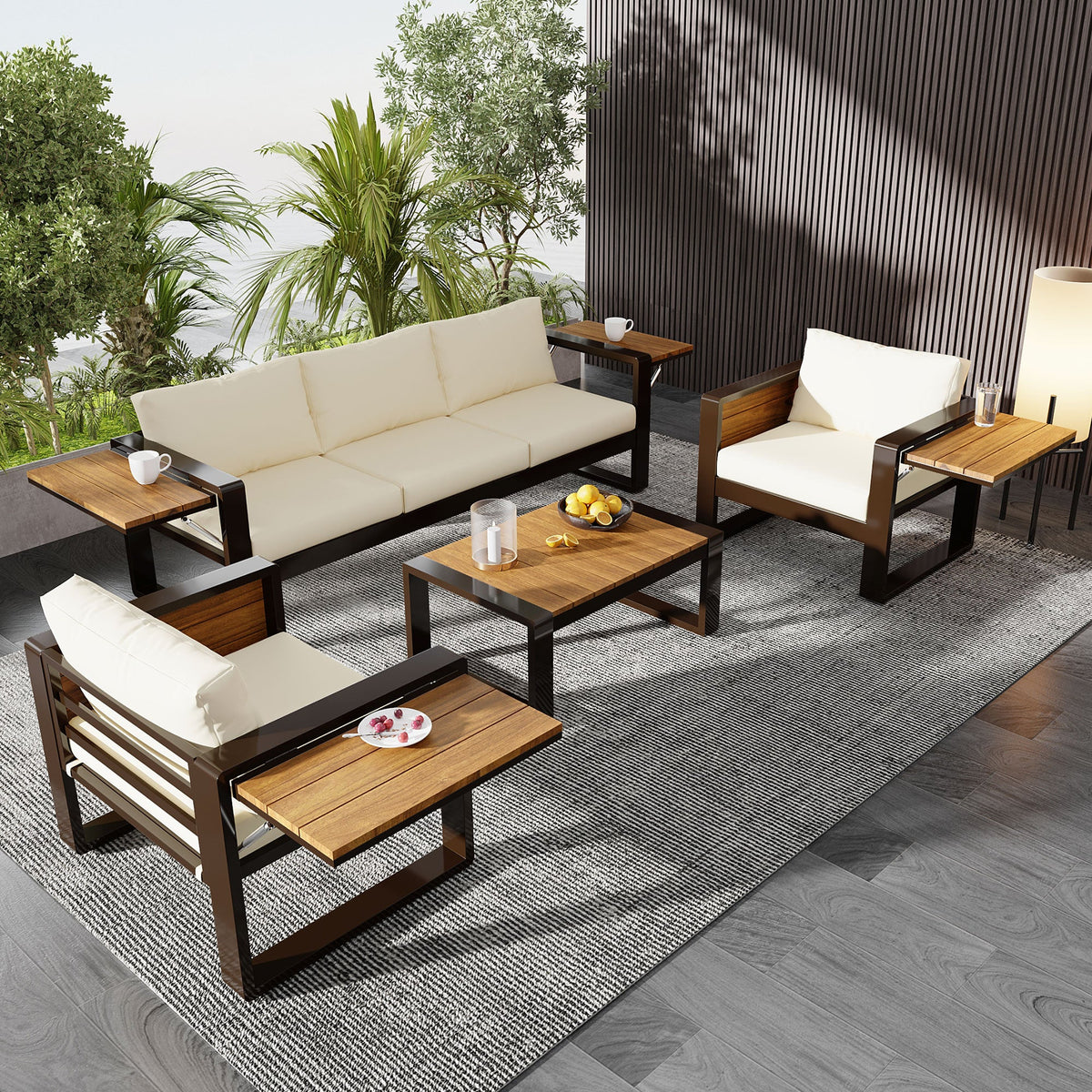 Aluminum Frame Large 4-Piece Outdoor Patio Furniture Set