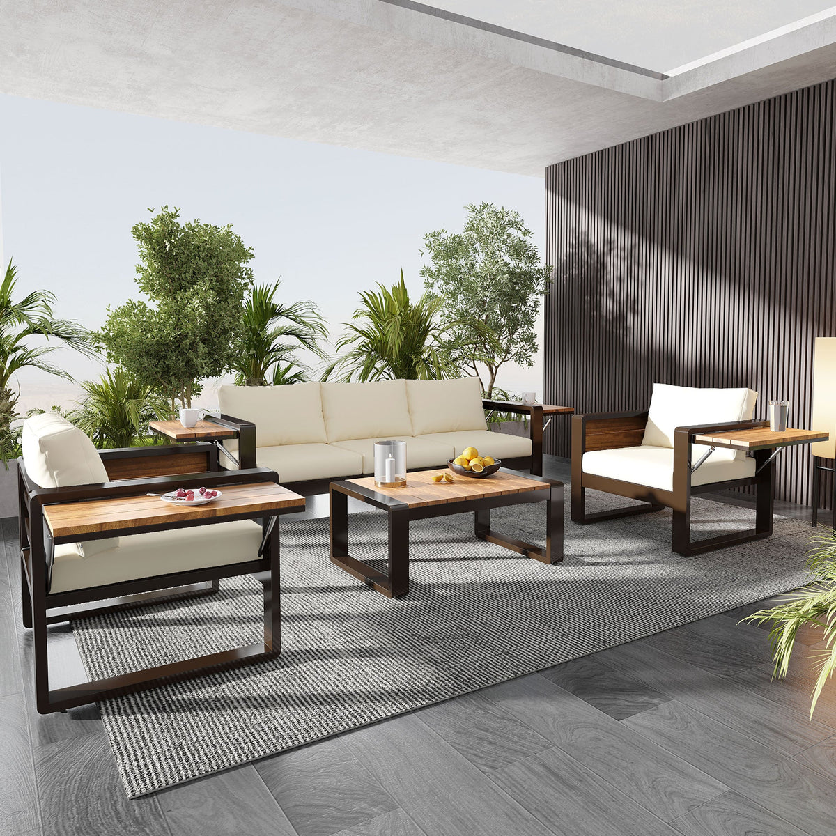 Aluminum Frame Large 4-Piece Outdoor Patio Furniture Set