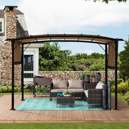 12 Ft. X 9 Ft. Beige Patio Pergola Outdoor Garden Pergolas with Retractable Shelter Shades for Gardens,Terraces,Backyard