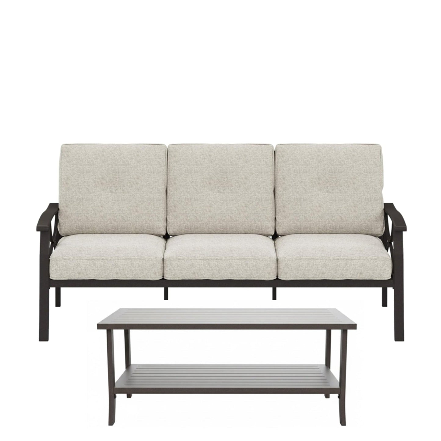 5-Piece Metal Patio Furniture Set, 5-Seat All-Weather Conversation Sofa