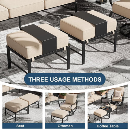 Patio Furniture Set,Metal Patio Furniture Sets,Beige Modern Outdoor Furniture,5 Piece Outdoor Patio Furniture with 5.75" Extra Thick Cushion for Backyard,Garden（Include Waterproof Covers）