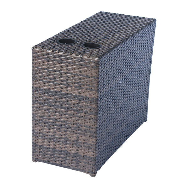 Patio Seating Set With Cushions And Fire Pit - Brown