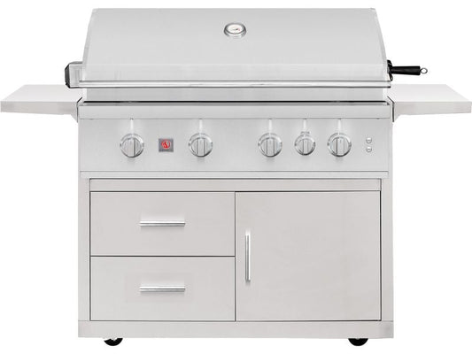 Summerset TRL Pro 40-Inch 4 Burner Freestanding Gas Grill With Rear Infrared Burner and Rotisserie Kit On Deluxe Cart