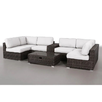 Elegant 4 Person Wicker Patio Seating Set With Cushions And Glass Top Table