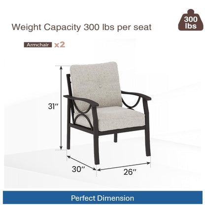 5-Piece Metal Patio Furniture Set, 5-Seat All-Weather Conversation Sofa