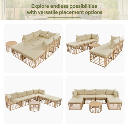 GO 7 Pieces Outdoor Patio Furniture, All-Weather Rattan Sectional Sofa Set