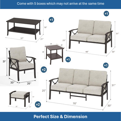 8-Piece Metal Patio Furniture Set, 9-Seat All-Weather Conversation Sofa
