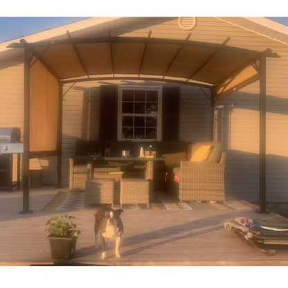 12 Ft. X 9 Ft. Beige Patio Pergola Outdoor Garden Pergolas with Retractable Shelter Shades for Gardens,Terraces,Backyard
