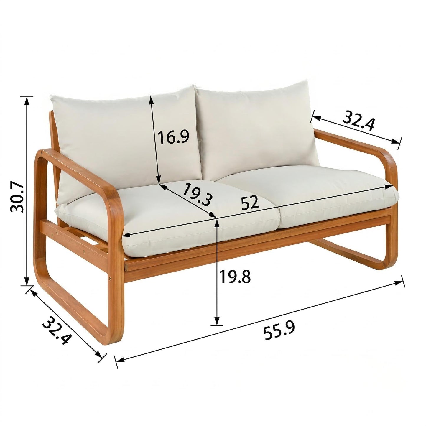 4-Piece Acacia Wood Outdoor Patio Furniture Set