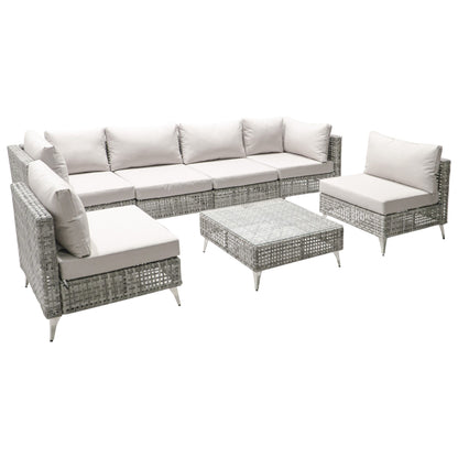 K&K 7-Piece Wicker Patio Furniture Set