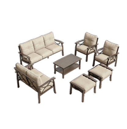 7-Piece Metal Patio Furniture Set, 9-Seat All-Weather Conversation Sofa