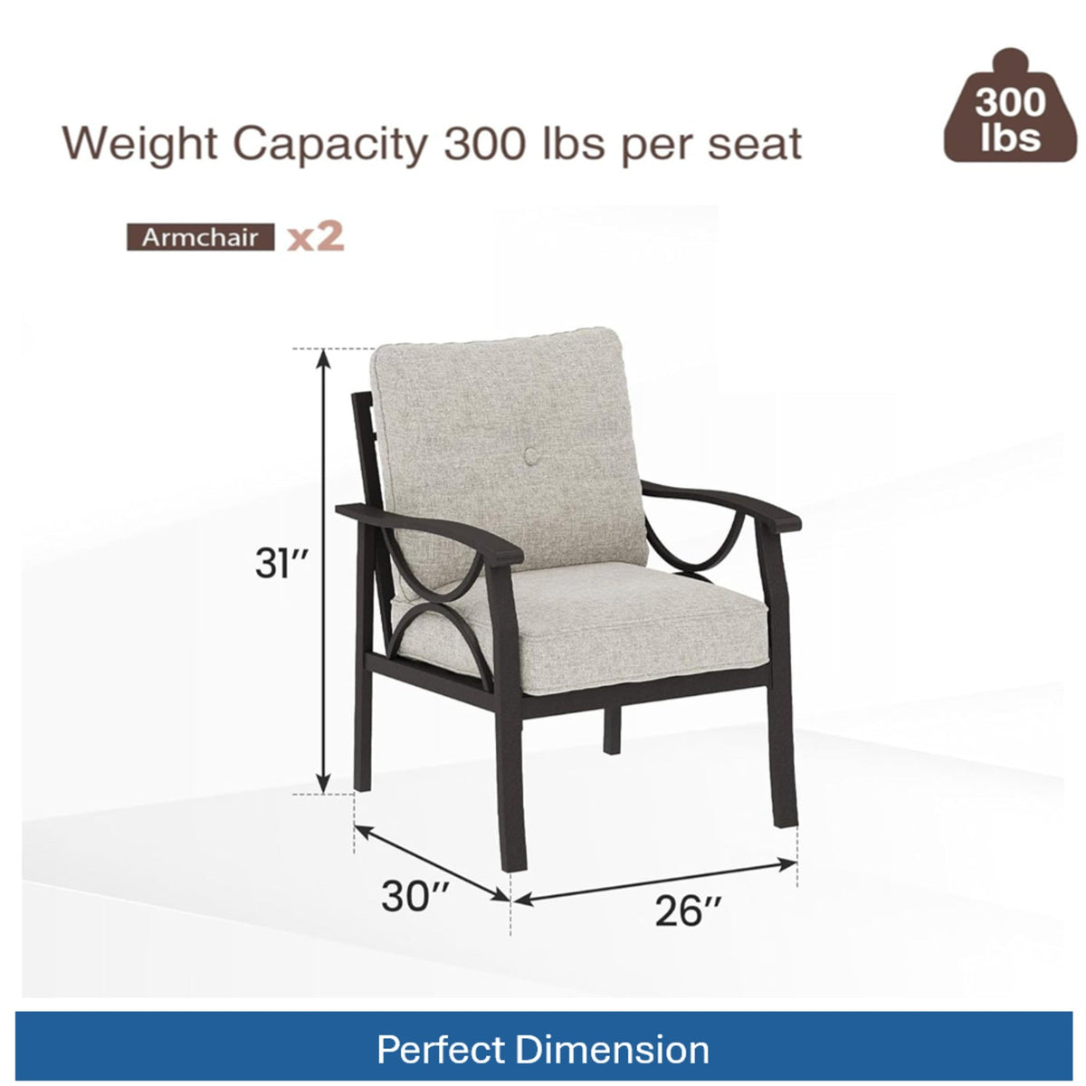 7-Piece Metal Patio Furniture Set, 9-Seat All-Weather Conversation Sofa