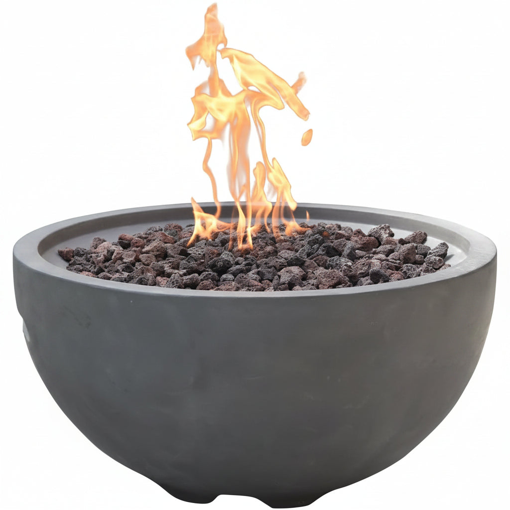 Nantucket Concrete Fire Pit 26" X 26" Patio Firepit Includes Lava Rocks Modern Fire Pits & Outdoor Fireplaces for Garden, Deck, Indoor & Outdoor Heating