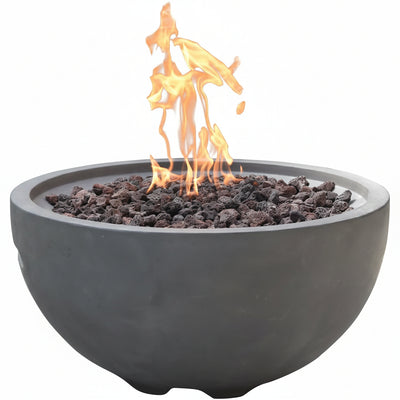 Nantucket Concrete Fire Pit 26" X 26" Patio Firepit Includes Lava Rocks Modern Fire Pits & Outdoor Fireplaces for Garden, Deck, Indoor & Outdoor Heating