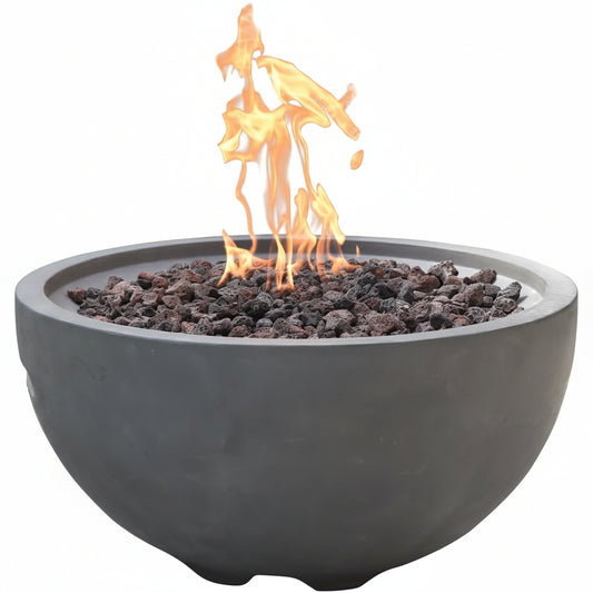 Nantucket Concrete Fire Pit 26" X 26" Patio Firepit Includes Lava Rocks Modern Fire Pits & Outdoor Fireplaces for Garden, Deck, Indoor & Outdoor Heating