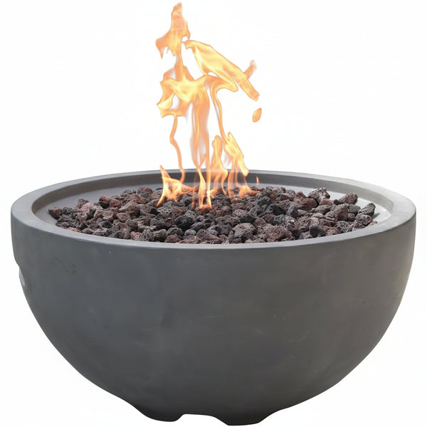 Nantucket Concrete Fire Pit 26" X 26" Patio Firepit Includes Lava Rocks Modern Fire Pits & Outdoor Fireplaces for Garden, Deck, Indoor & Outdoor Heating