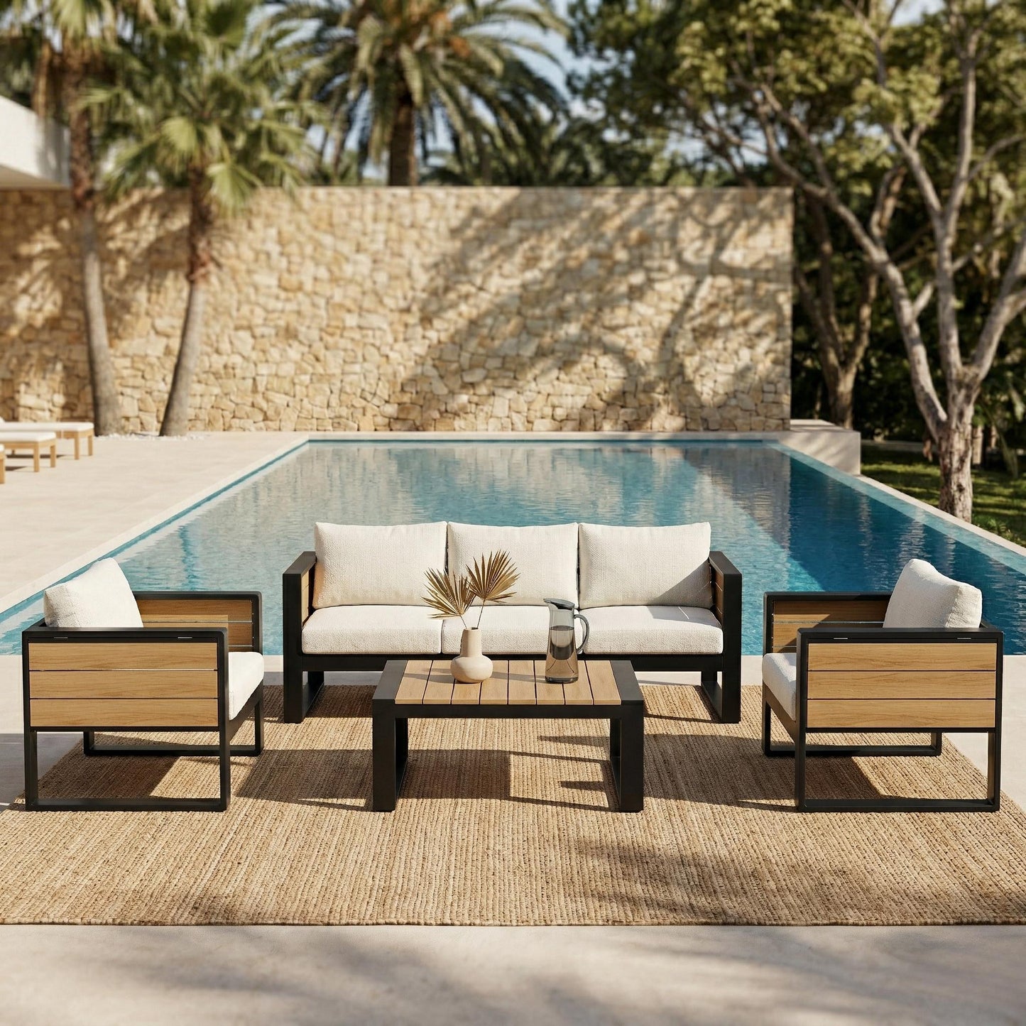 Aluminum Frame Large 4-Piece Outdoor Patio Furniture Set
