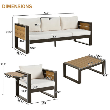 Aluminum Frame Large 4-Piece Outdoor Patio Furniture Set