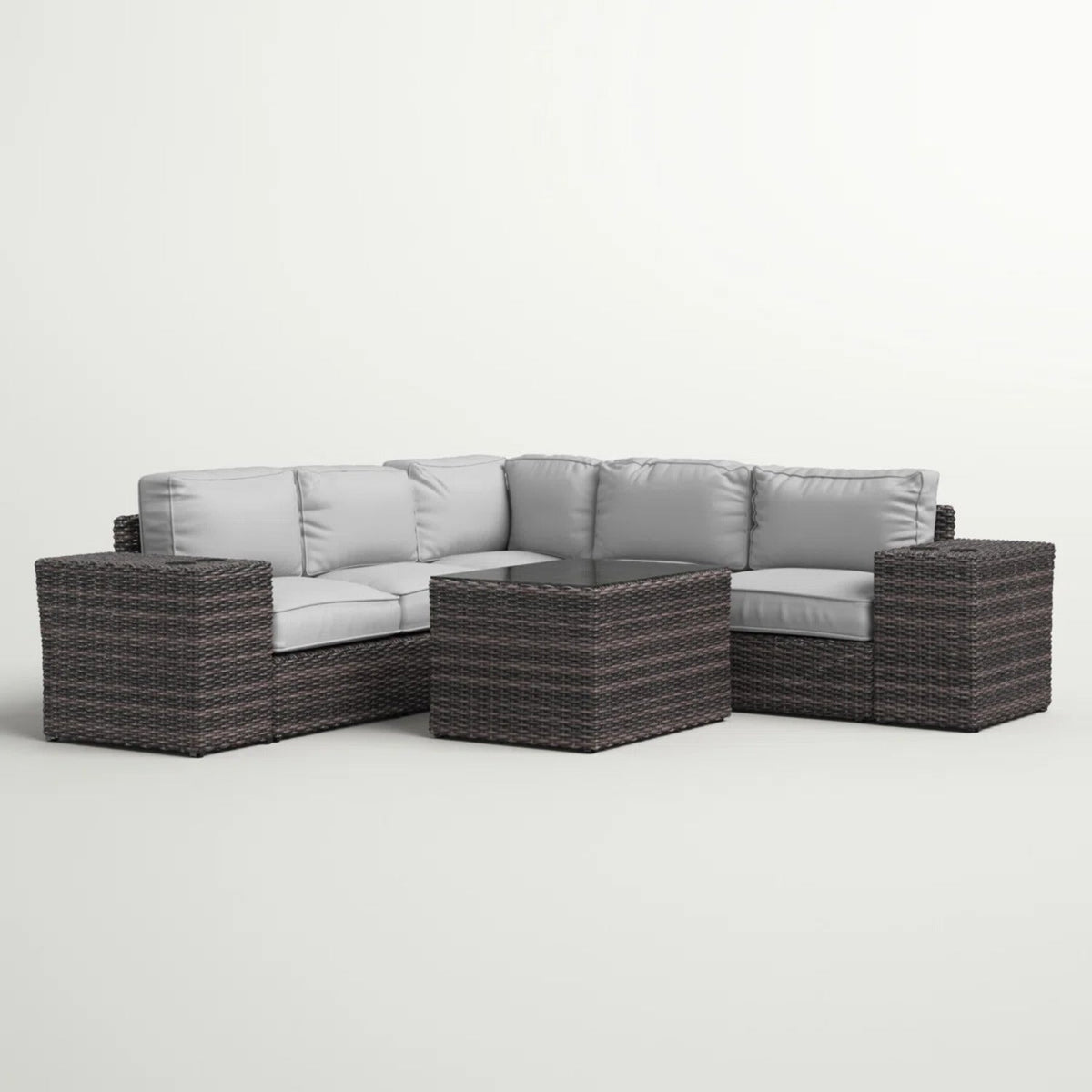 4-Seat Rattan Wicker Patio Furniture Set with Cushions