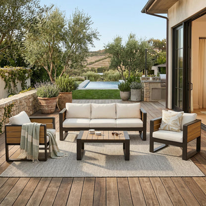 Aluminum Frame Large 4-Piece Outdoor Patio Furniture Set